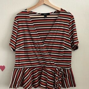 Forever 21 Multicolor Striped Wrap Blouse